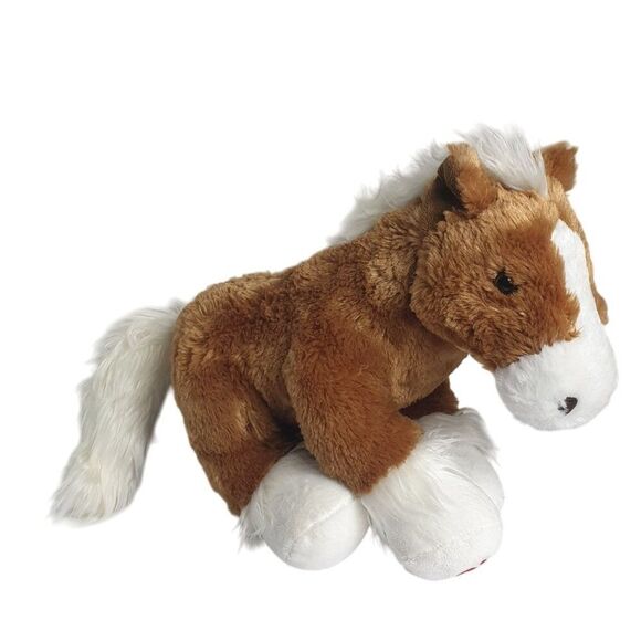 Build-A-Bear Workshop Plush Horse Clydesdale 15" Brown White Fluffy Stuffed - Picture 3 of 10